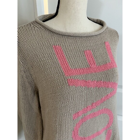 Wooden Ships Love Crew Neck Sweater Women's Size S/M Beige & Pink - Picture 6 of 11